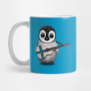 Baby Penguin Playing Finnish Flag Guitar Mug